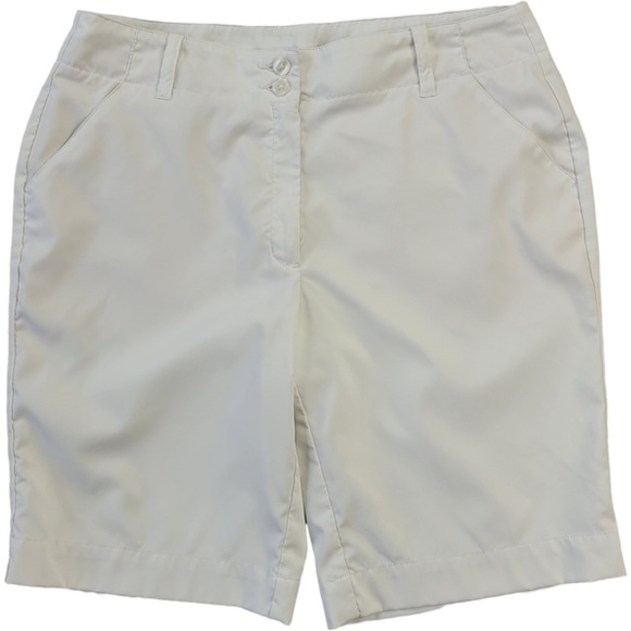 Kate Lord Woman’s white light weight flat front shorts high waist size 10 - Picture 1 of 13